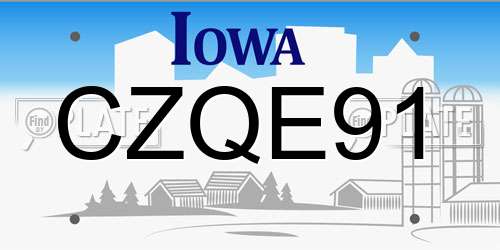 CZQE91 Iowa License Plate