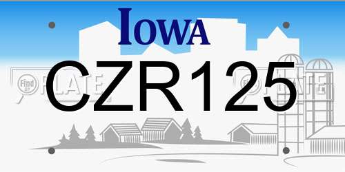 CZR125 Iowa License Plate