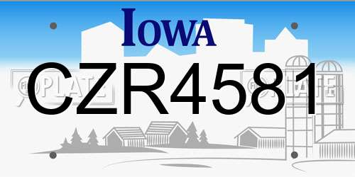 CZR4581 Iowa License Plate