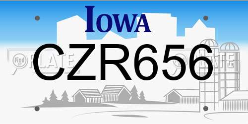 CZR656 Iowa License Plate