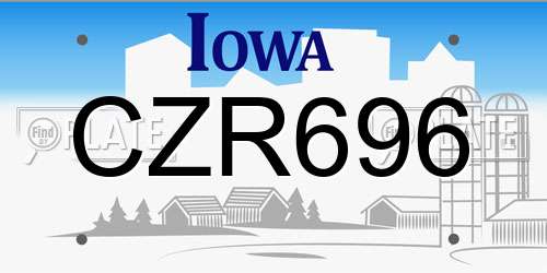 CZR696 Iowa License Plate