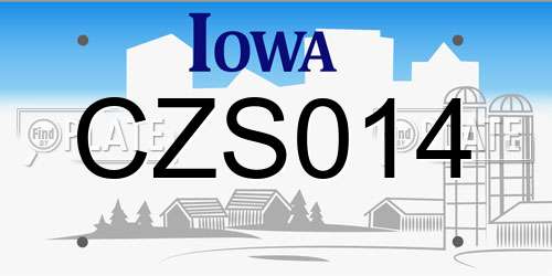CZS014 Iowa License Plate