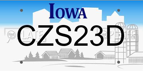 CZS23D Iowa License Plate