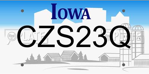 CZS23Q Iowa License Plate