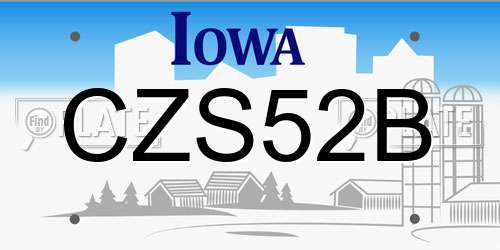 CZS52B Iowa License Plate