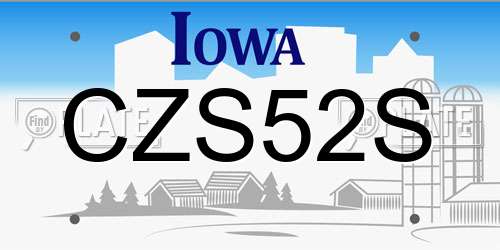 CZS52S Iowa License Plate