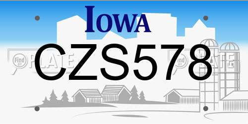 CZS578 Iowa License Plate