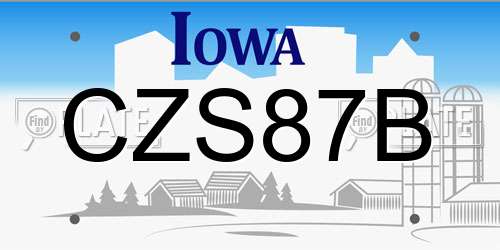 CZS87B Iowa License Plate