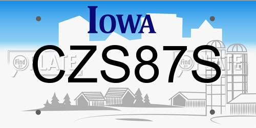 CZS87S Iowa License Plate