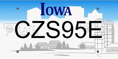 CZS95E Iowa License Plate