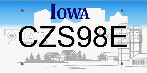 CZS98E Iowa License Plate