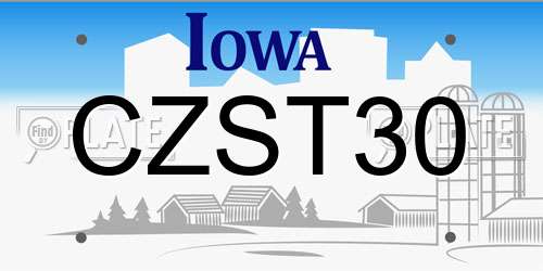 CZST30 Iowa License Plate
