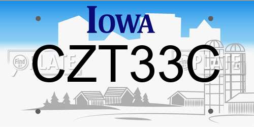 CZT33C Iowa License Plate