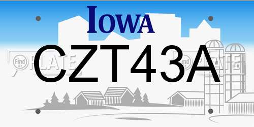 CZT43A Iowa License Plate