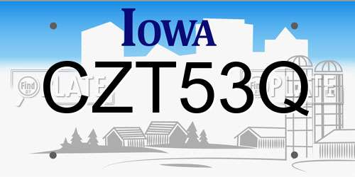 CZT53Q Iowa License Plate