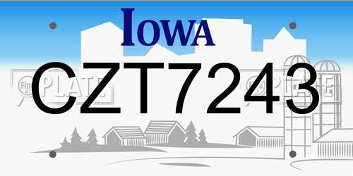 CZT7243 Iowa License Plate