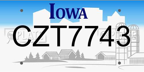 CZT7743 Iowa License Plate