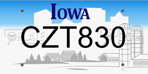 CZT830 Iowa License Plate