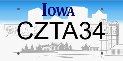 CZTA34 Iowa License Plate