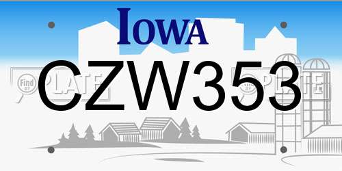 CZW353 Iowa License Plate