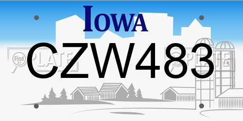 CZW483 Iowa License Plate