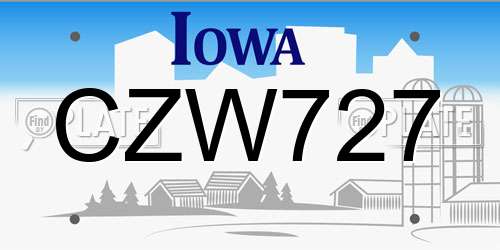 CZW727 Iowa License Plate