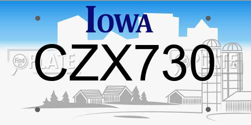CZX730 Iowa License Plate