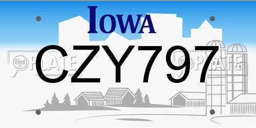 CZY797 Iowa License Plate