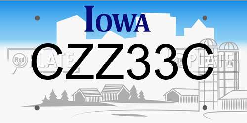 CZZ33C Iowa License Plate