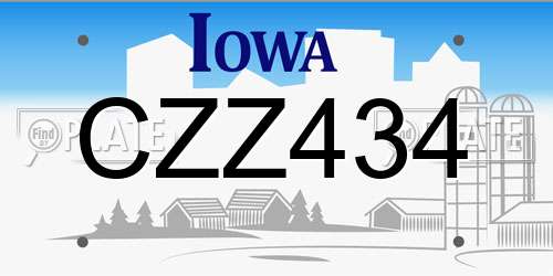 CZZ434 Iowa License Plate