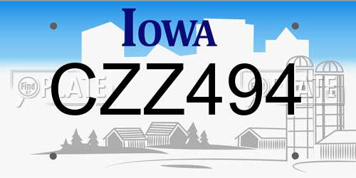 CZZ494 Iowa License Plate