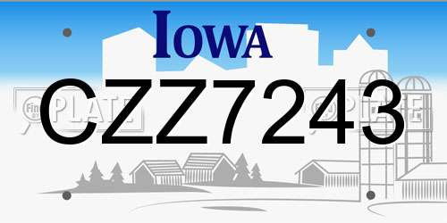 CZZ7243 Iowa License Plate