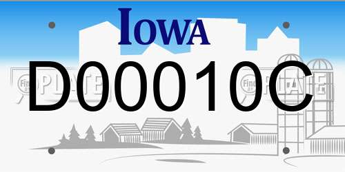 D00010C Iowa License Plate