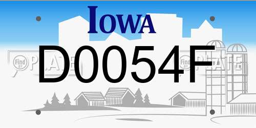 D0054F Iowa License Plate