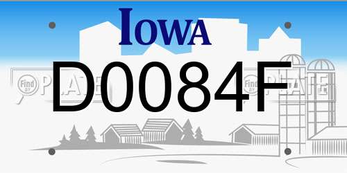D0084F Iowa License Plate