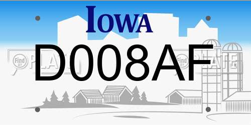 D008AF Iowa License Plate