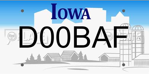 D00BAF Iowa License Plate