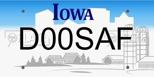 D00SAF Iowa License Plate