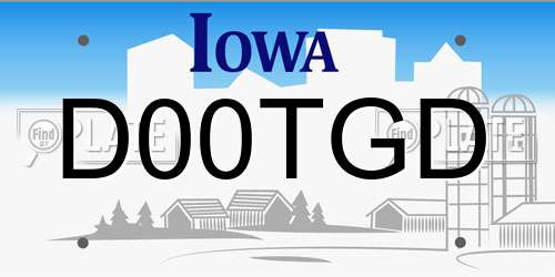 D00TGD Iowa License Plate