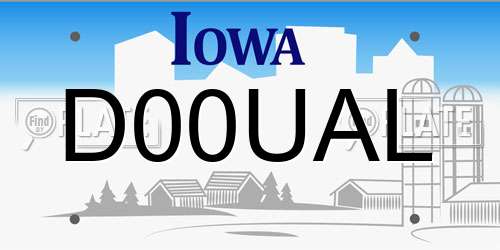 D00UAL Iowa License Plate