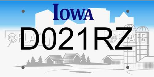 D021RZ Iowa License Plate
