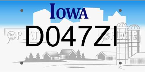 D047ZI Iowa License Plate