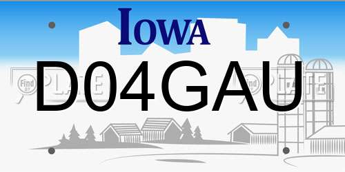 D04GAU Iowa License Plate