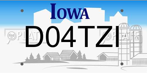 D04TZI Iowa License Plate