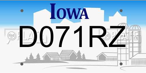 D071RZ Iowa License Plate