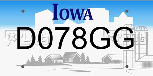 D078GG Iowa License Plate