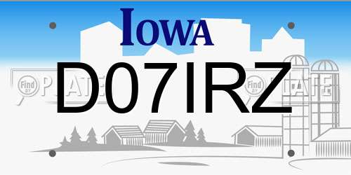 D07IRZ Iowa License Plate