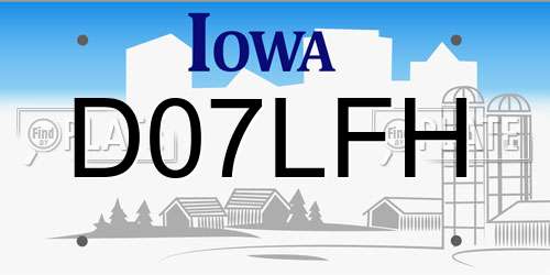 D07LFH Iowa License Plate