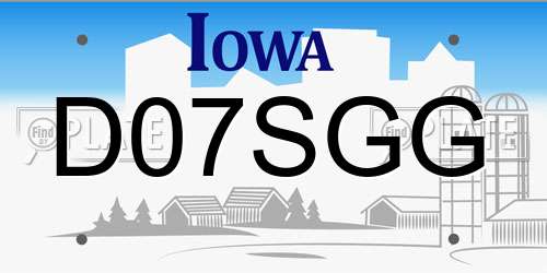D07SGG Iowa License Plate