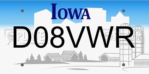 D08VWR Iowa License Plate